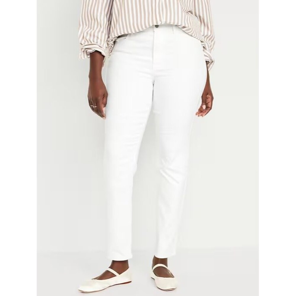 Old Navy WOW Straight Ankle Jeans Womens 16 White High Rise Stretch NEW - Picture 1 of 12
